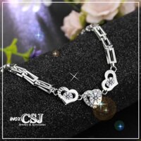 VÒNG LẮC TAY NỮ INOX TRÁI TIM CAO CẤP QUÁ XINH LT053 Pitaca