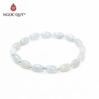 Vòng lu thống cẩm thạch A phối bi bạc hạt 8.5x6mm mệnh hỏa , mộc - Ngọc Quý Gemstones - Bi bạc