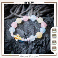Vòng Mân Côi đá cho nữ hạt Morgan mix Thánh Giá Phale nhập khẩu Swarovski kèm hộp quà tặng