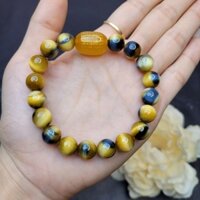 Vòng mắt hổ da báo mix lu thống Agate vàng khắc tâm kinh - Phong Thủy TUDO