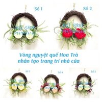 Vòng Nguyệt Quế HOA TRÀ nhân tạo (2 BÔNG) trang trí treo tường