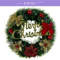 Vòng nguyệt quế trang trí Giáng sinh, vòng treo cửa Noel size 30cm, trang trí cây thông Merry Christmas 9180-17