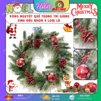 Vòng Nguyệt Quế treo cửa ĐẦU NHỌN 4 LOẠI LÁ CÓ TRANG TRÍ giáng sinh - Noel Giáng Sinh ( hình thật )