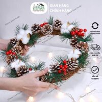 Vòng Nguyệt Quế, Vòng hoa Noel D116 Decor Kim Vinh Vòng Hoa Có Đèn 30cm Trang Trí Noel