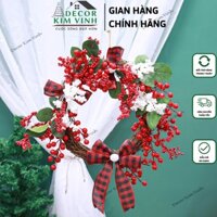 Vòng Nguyệt Quế, Vòng hoa Noel D122 Decor Kim Vinh Vòng Hoa Có Đèn 30cm Trang Trí Noel