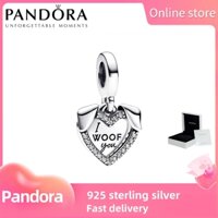Vòng Pandora bạc Sterling S925 chính hãng 100% [792647c01] Hạt Charm Đôi lủng lẳng hình trái tim & chó