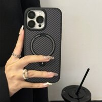 Vòng sợi Carbon Giá đỡ từ tính Vỏ điện thoại cho IPhone 16 15 14 Pro Max 13 12promax 11 16Plus Sạc không dây Vỏ chống sốc đơn giản