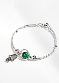 Vòng tay 1 hạt đá thiên nhiên phối charm bàn tay hamsa bạc - Ngọc Quý Gemstones - Cẩm Thạch