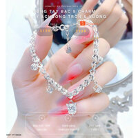 Vòng tay bạc cho nữ 5 charm hồ ly & chuông tròn & vuông (hàng tuyển chọn) - Bạc GOJI