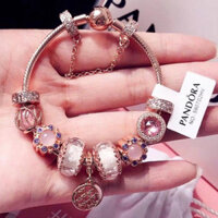 Vòng tay bạc hình trái tim Pandora Special Counter 18 Fund vàng 18k sáng bóng 925. 567163 charm với nơ chuyển đổi