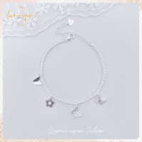 Vòng tay bạc, Lắc tay bạc S925 Bướm và Hoa | Luminique Silver |