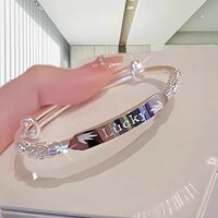 Vòng tay bạc LUCKY may mắn Nữ 999 Vòng tay bạc nguyên chất Nguyên chất Quà tặng phong cách trẻ trung cho bạn gái Người yêu Ngày của Mẹ