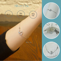 Vòng tay bạc mèo đính đá CZ đổi màu SILVER CHIC LT04 bạc 925.