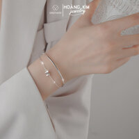 Vòng tay bạc nữ 925 - Vòng tay 2 lớp, gắn viên tròn đính đá - HKVT1