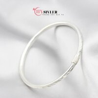 Vòng tay bạc nữ CHY SILVER dạng kiềng hình tròn phay bạc ta
