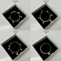 Vòng tay bạc nữ S925 mix charm + tặng nước rửa bạc