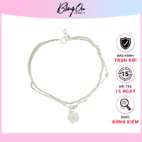 Vòng tay bạc Pandora sợi đôi kèm bông hoa đính đá 2070SV - Phong cách Hàn Quốc - Giao hàng nhanh