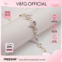 Vòng tay bạc Vàng bạc trịnh gia hình nơ đính đá cá tính - Lắc tay bạc nữ VBTG2154