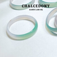 Vòng tay bản hẹ chalcedony mã não trắng xanh lam siêu xinh size 52 đến 56mm