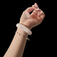 Vòng tay bản, Vòng bản, Vòng ngọc Chalcedony tự nhiên bạch nguyệt quang