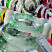 Vòng tay bảng nguyên khối đá Ngọc thạch anh Du Long xanh lá - bảng dẹp rộng dùng hàng ngày, dùng làm quà tặng