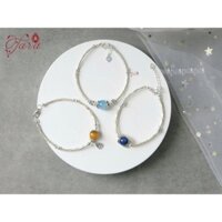 Vòng tay Bảo Bình 12 Cung Hoàng Đạo Đá Aquamarine mix Bạc cao cấp