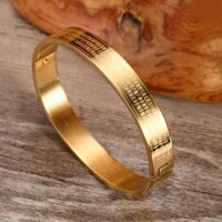 Vòng tay bát nhã tâm kinh titan không đen - Vàng - 54mm