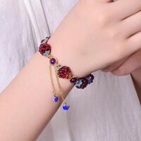 Vòng tay bóng hoa Garnet tự nhiên Bóng chuyển nữ với pha lê hồng Tianhe Stone Topaz Vòng tay thạch anh tím sống20241023