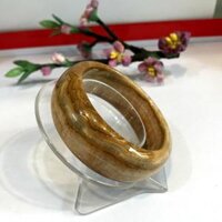 Vòng tay cẩm thạch bản to 2.2cm, bản hẹ, bản dày đá tự nhiên của VN - Vàng đất vân gỗ - 5.1cm