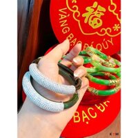 vòng tay cẩm thach bọc bạc ta đính đá - GIANG THỤC CHÂU