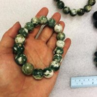 Vòng tay cẩm thạch cho nam giới ngọc của Việt Nam - 1 cm - Xanh lá có hoa trắng