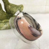 Vòng tay cẩm thạch nam bản 3 cm, bản hẹ, bản dày đá tự nhiên của VN - Hồng vân trắng đen - 5.5cm