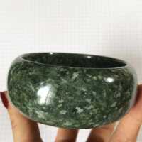 Vòng tay cẩm thạch nam bản to, bản hẹ, bản dày hay bản cao 3cm đá tự nhiên của VN - Xanh là đậm - 6.2cm