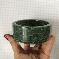 Vòng tay cẩm thạch nam bản to, bản hẹ, bản dày hay bản cao 3cm đá tự nhiên của VN - Xanh là đậm - 6.6cm