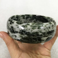 Vòng tay cẩm thạch nam bản to, bản hẹ, bản dày hay bản cao 3cm đá tự nhiên của VN - Xanh là đậm - 6.8cm