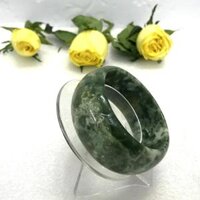 Vòng tay cẩm thạch nam bản to, bản hẹ, bản dày hay bản cao 3cm đá tự nhiên của VN - Xanh là đậm - 5.3cm