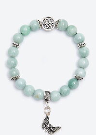 Vòng tay cẩm thạch phỉ thúy phối bướm bạc Ngọc Quý Gemstones