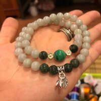 Vòng tay cẩm thạch thiên nhiên A mix bạc 925