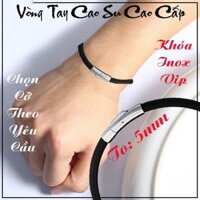 Vòng tay cao su 5 ly cao cấp khóa inox Vip màu trắng - Chọn size theo yêu cầu - Đem lại đẳng cấp phong độ cho người đeo - 20 cm