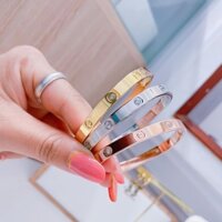 Vòng tay Catier bản bấm có đính soàn Titan Không Đen Không Dị ứng - full box