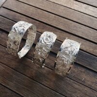 Vòng Tay Chạm Cá Chép Hoa Sen, Hoa Mẫu Đơn , Rồng Phượng Bản To Có Khóa , Bạc Nguyên Chất 99