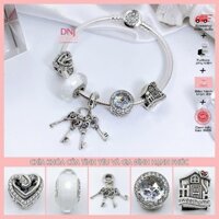 Vòng tay charm bạc 925 cao cấp - Bộ Vòng charm Chìa khóa của tình yêu và hạnh phúc - Vòng tay dành cho nam và nữ