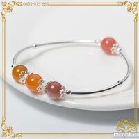 Vòng Tay Charm Bạc 925 Mix Đá Thach Anh Đỏ Cam Cao Cấp - Tâm Phong Thủy