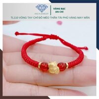 Vòng tay charm mèo thần tài bạc ta mạ vàng , Anchi Jewelry