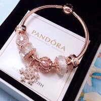 Vòng tay charm Pandora bạc 925 hình cốc tuyết và băng, vàng hồng 2020