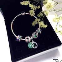 Vòng tay charm Pandora bạc 925 màu xanh lá cây với hộp quà sinh nhật cho người yêu Pandora Pandora zt0287