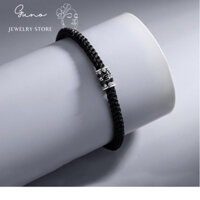 Vòng tay chỉ đen 6 chữ phạn Oṃ Maṇi Padme Hūṃ đường sang trọng phù hợp mọi độ tuổi_gunojewelry