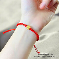 Vòng tay chỉ đỏ charm hoa mai vàng 10k LTNU440