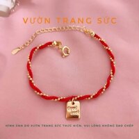Vòng tay chỉ đỏ kim bạc S925 mạ vàng - Lắc tay chỉ đỏ charm bạc Ý mạ vàng may mắn, tài lộc Vườn Trang Sức