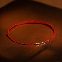 Vòng tay chỉ đỏ may mắn, bình an mix charm ống bạc mạ vàng 14k